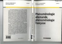 cover of the book Phénoménologie allemande, phénoménologie française