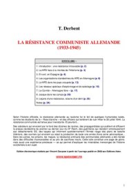 cover of the book La résistance communiste allemande 1933-1945