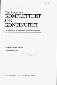 cover of the book Kompletthet og kontinuitet : om grunnlaget for differensial- og integralregningen