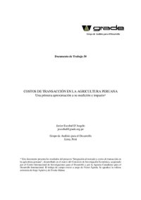 cover of the book Costos de transacción en la agricultura peruana: una primera aproximación a su medición e impacto