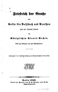 cover of the book Friedrich der Große von Kolin bis Roßbach nach Leuthen nach den Kabinetts-Ordres im Königlichen Staats-Archiv