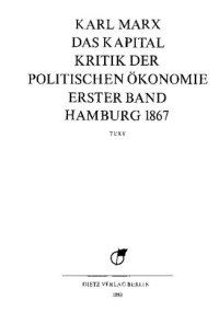 cover of the book Das Kapital. Kritik der Politischen Ökonomie. Erster Band, Hamburg 1867