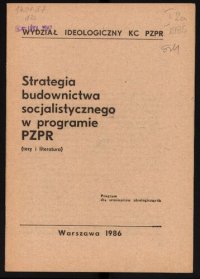 cover of the book Strategia budownictwa socjalistycznego w programie PZPR (tezy i literatura)