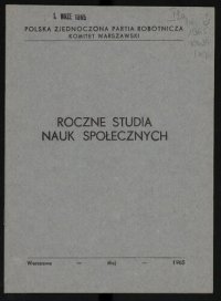 cover of the book Roczne studia nauk społecznych