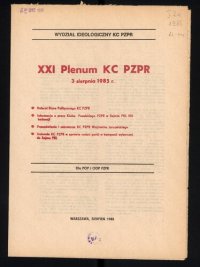 cover of the book XXI Plenum KC PZPR 3 sierpnia 1985 r.