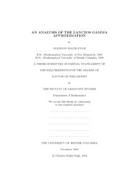 cover of the book An analysis of the Lanczos Gamma approximation