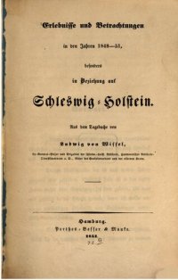 cover of the book Erlebnisse und Betrachtungen in den Jahren 1848-51, besonders in Beziehung auf Schleswig-Holstein