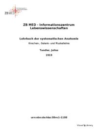 cover of the book Lehrbuch der systematischen Anatomie - KNOCHEN - , GELENK - UND MUSKELLEHRE