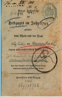 cover of the book Kurze Übersicht des Feldzuges im Jahr 1793 zwischen dem Rhein und der Saar