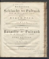 cover of the book Relation der Schlacht bei Pultusk den 26. Dezember 1806 / Relation de la Bataille de Pultusk le 26 decembre 1806