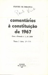 cover of the book Comentários à Constituição de 1967 - tomo I (1) - arts. 1-7