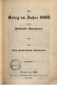 cover of the book Der Krieg im Jahre 1805 auf dem Festlande Europas