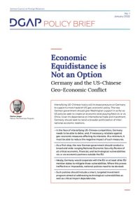 cover of the book Economic Equidistance is Not an Option : Germany and the US-Chinese Geo-Economic Conflict