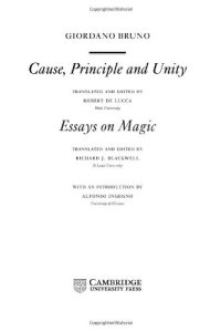 cover of the book Giordano Bruno: Cause, Principle and Unity: And Essays on Magic 