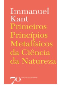 cover of the book Primeiros Princípios Metafísicos da Ciência da Natureza