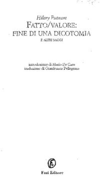 cover of the book Fatto/valore. Fine di una dicotomia