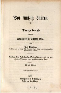 cover of the book Vor fünfzig Jahren : Tagebuch meines Feldzuges in Sachsen 1813