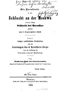 cover of the book Die Kavallerie in der Schlacht an der Moskwa (von den Russen Schlacht bei Borodino genannt) am 7. September 1812