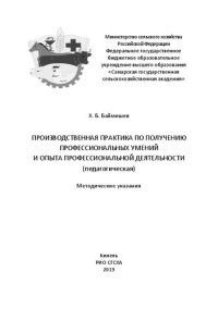 cover of the book Производственная практика по получению профессиональных умений и опыта профессиональной деятельности (педагогическая): методические указания