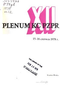 cover of the book XII Plenum KC PZPR 15—16 czerwca 1978 r.