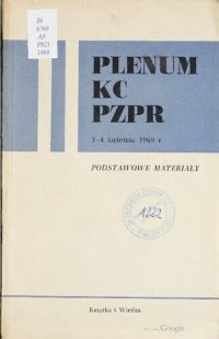 cover of the book II Plenum KC PZPR 3 - 4 kwietnia 1969 r.