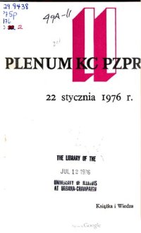 cover of the book II Plenum KC PZPR 22 stycznia 1976 r.