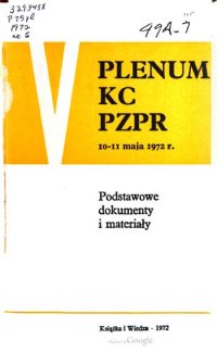 cover of the book V Plenum KC PZPR 10-11 maja 1972 r.