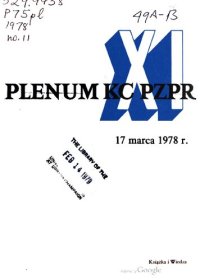 cover of the book XI Plenum KC PZPR 17 marca 1978 r.