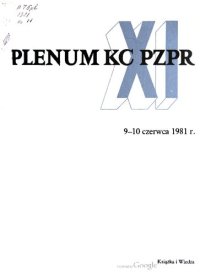 cover of the book XI Plenum KC PZPR 9—10 czerwca 1981 r.