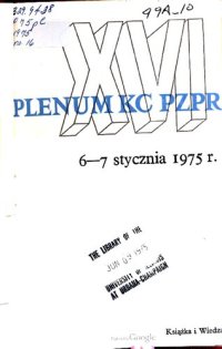 cover of the book XVI Plenum KC PZPR 6—7 stycznia 1975 r.