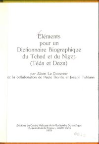 cover of the book Eléments pour un dictionnaire biographique du Tchad et du Niger (Téda et Daza)