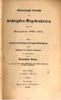 cover of the book Chronologische Übersicht der wichtigsten Begebenheiten aus den Kriegsjahren 1806-1815 / 1806-1812