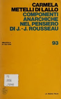 cover of the book Componenti anarchiche nel pensiero di J.-J. Rousseau