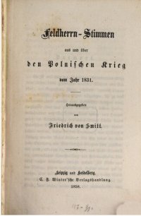 cover of the book Feldherren-Stimmen von und über den polnischen Krieg vom Jahr 1831