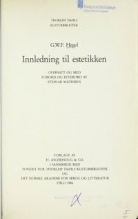 cover of the book Innledning til estetikken