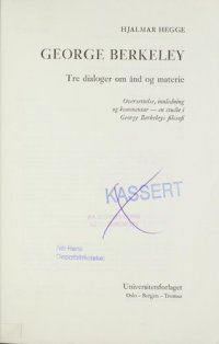 cover of the book Tre dialoger om ånd og materie : en studie i George Berkeleys filosofi