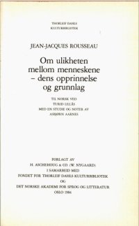 cover of the book Om ulikheten mellom menneskene - dens opprinnelse og grunnlag