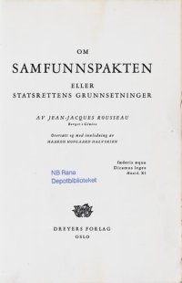 cover of the book Om samfunnspakten, eller Statsrettens grunnsetninger