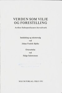 cover of the book Verden som vilje og forestilling