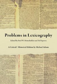 cover of the book Problems in Lexicography: A Critical/Historical Edition