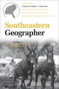 cover of the book Southeastern Geographer: Winter 2012 Issue