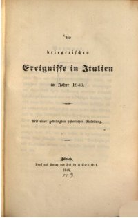 cover of the book Die kriegerischen Ereignisse in Italien im Jahre 1848