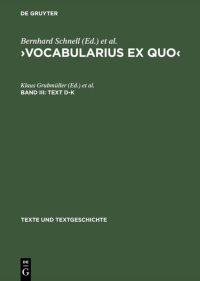 cover of the book Vocabularius ex quo: Text D–K