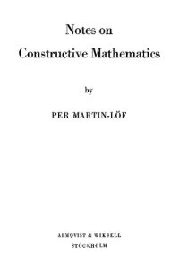 cover of the book Notes on Constructive Mathematics