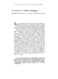 cover of the book La lecture de la Somme théologique