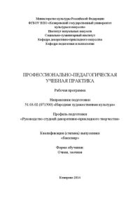 cover of the book Профессионально-педагогическая учебная практика: рабочая программа по направлению подготовки 51.03.02 (071500) "Народная художественная культура", профилю подготовки "Руководство студией декоративно-прикладного творчества"