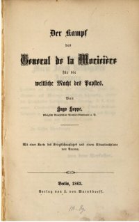 cover of the book Der Kampf des Generals de la Moricière für die weltliche Macht des Papstes