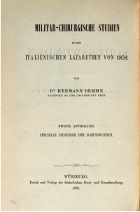 cover of the book Militär-Chirurgische Studien in den italienischen Lazarethen [Lazaretten] von 1859