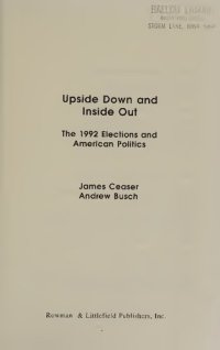 cover of the book Upside Down and Inside Out - 1992 Elections and American Politics