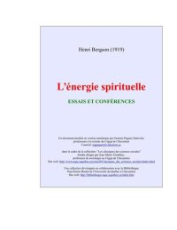 cover of the book L'énergie spirituelle. Essais et conférences